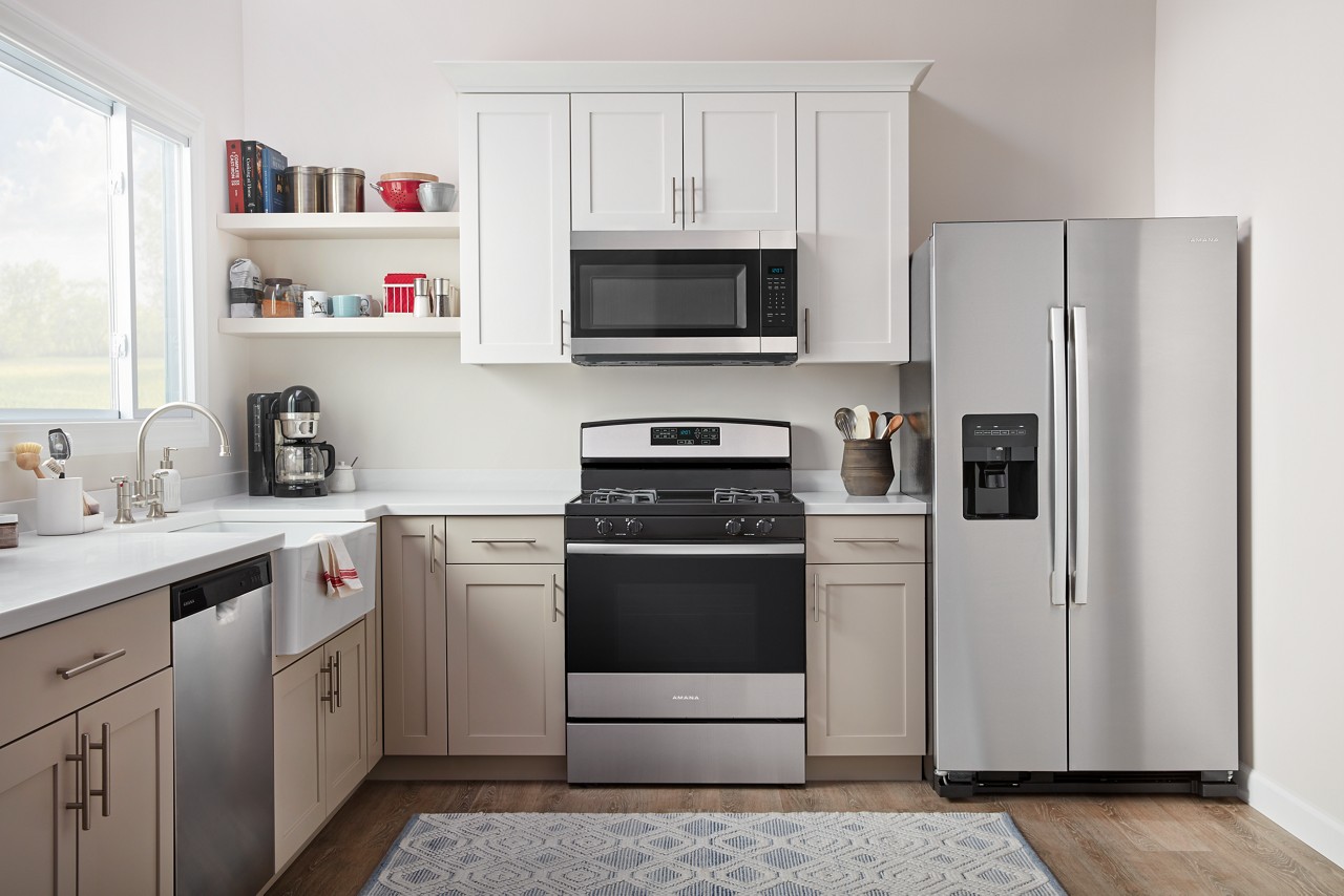 Whirlpool side-by-side refrigerator in a kitchen setting